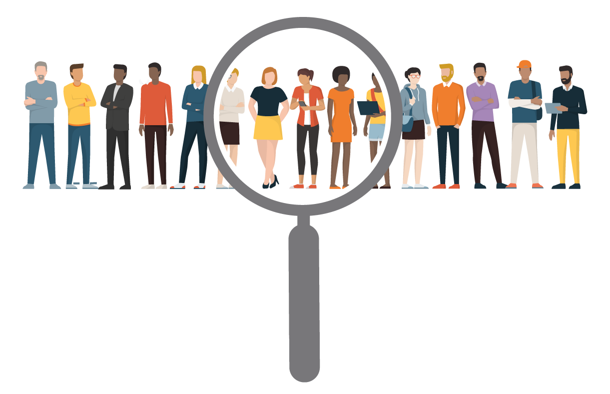 magnifying glass over one type of prospect
