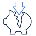 piggy bank with arrow crashing it