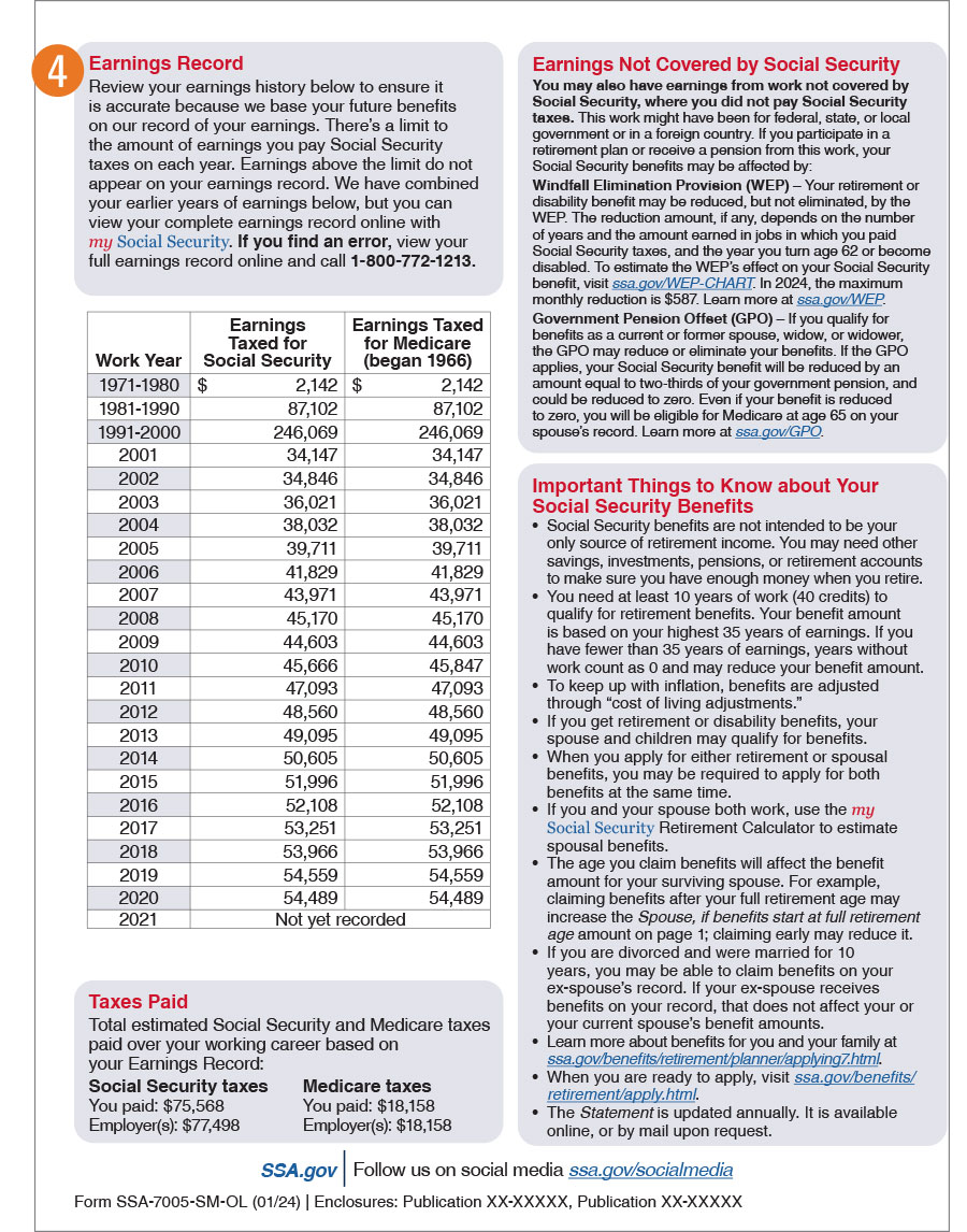 Social Security Form page 2