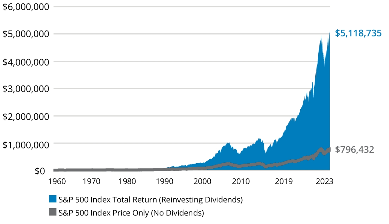 Power of Dividends and Compounding chart